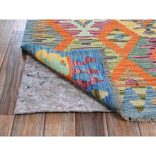 Load image into Gallery viewer, 4&#39;x5&#39;9&quot; Colorful Afghan Kilim With Geometric Pattern, Vegetable Dyes, Pure Wool, Flat Weave, Hand Woven, Reversible, Oriental Rug FWR7188