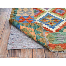 Load image into Gallery viewer, 5&#39;x6&#39;7&quot; Alabaster White, Afghan Kilim With Geometric Pattern, Vegetable Dyes, Pure Wool, Flat Weave, Hand Woven, Reversible, Oriental Rug FWR7206