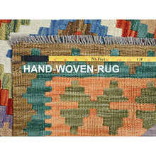 Load image into Gallery viewer, 5&#39;x6&#39;7&quot; Alabaster White, Afghan Kilim With Geometric Pattern, Vegetable Dyes, Pure Wool, Flat Weave, Hand Woven, Reversible, Oriental Rug FWR7206