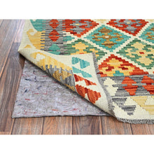Load image into Gallery viewer, 4&#39;9&quot;x6&#39;7&quot; Linen White, Afghan Kilim With Colorful Geometric Pattern, Vegetable Dyes, Pure Wool, Flat Weave, Hand Woven, Reversible, Oriental Rug FWR7212