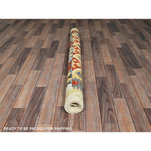 Load image into Gallery viewer, 4&#39;9&quot;x6&#39;7&quot; Linen White, Afghan Kilim With Colorful Geometric Pattern, Vegetable Dyes, Pure Wool, Flat Weave, Hand Woven, Reversible, Oriental Rug FWR7212