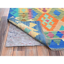 Load image into Gallery viewer, 5&#39;x6&#39;4&quot; Cobalt Blue, Afghan Kilim With Colorful Geometric Pattern, Vegetable Dyes, Pure Wool, Hand Woven, Flat Weave, Reversible, Oriental Rug FWR7218