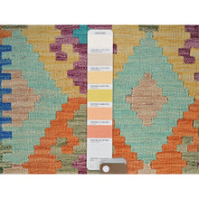 Load image into Gallery viewer, 5&#39;x6&#39;4&quot; Cobalt Blue, Afghan Kilim With Colorful Geometric Pattern, Vegetable Dyes, Pure Wool, Hand Woven, Flat Weave, Reversible, Oriental Rug FWR7218