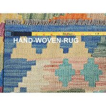 Load image into Gallery viewer, 5&#39;x6&#39;4&quot; Cobalt Blue, Afghan Kilim With Colorful Geometric Pattern, Vegetable Dyes, Pure Wool, Hand Woven, Flat Weave, Reversible, Oriental Rug FWR7218