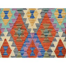 Load image into Gallery viewer, 4&#39;7&quot;x6&#39;2&quot; Colorful, Flat Weave, Afghan Kilim With Geometric Pattern, Vegetable Dyes, 100% Wool, Hand Woven, Reversible, Oriental Rug FWR7224