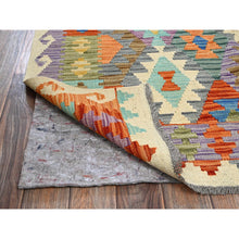 Load image into Gallery viewer, 4&#39;7&quot;x6&#39;2&quot; Colorful, Flat Weave, Afghan Kilim With Geometric Pattern, Vegetable Dyes, 100% Wool, Hand Woven, Reversible, Oriental Rug FWR7224