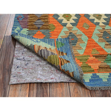 Load image into Gallery viewer, 5&#39;x6&#39;4&quot; Burnt Orange, Afghan Kilim With Colorful Geometric Pattern, Vegetable Dyes, Pure Wool, Hand Woven, Flat Weave, Reversible, Oriental Rug FWR7236