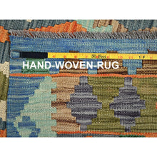 Load image into Gallery viewer, 5&#39;x6&#39;4&quot; Burnt Orange, Afghan Kilim With Colorful Geometric Pattern, Vegetable Dyes, Pure Wool, Hand Woven, Flat Weave, Reversible, Oriental Rug FWR7236