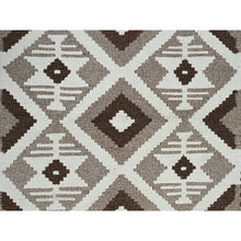Load image into Gallery viewer, 4&#39;x6&#39;1&quot; Stone Gray, Flat Weave, Afghan Kilim with Geometric Pattern, Undyed Natural Wool, Hand Woven, Reversible, Oriental Rug FWR7260