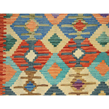 Load image into Gallery viewer, 9&#39;5&quot;x12&#39;6&quot; Colorful Afghan Kilim With Geometric Pattern, Vegetable Dyes, Flat Weave, Pure Wool, Hand Woven, Reversible, Oriental Rug FWR7278