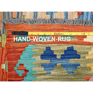 9'5"x12'6" Colorful Afghan Kilim With Geometric Pattern, Vegetable Dyes, Flat Weave, Pure Wool, Hand Woven, Reversible, Oriental Rug FWR7278