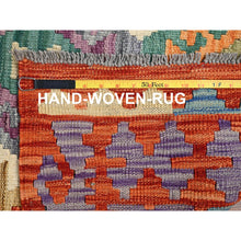 Load image into Gallery viewer, 8&#39;8&quot;x9&#39;7&quot; Chiffon White, Afghan Kilim With Colorful Geometric Pattern, Vegetable Dyes, Pure Wool, Hand Woven, Flat Weave, Reversible, Oriental Rug FWR7290