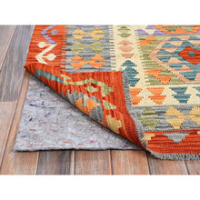Load image into Gallery viewer, 8&#39;5&quot;x11&#39;2&quot; Lace White, Afghan Kilim With Colorful Geometric Pattern, Vegetable Dyes, Flat Weave, Pure Wool, Hand Woven, Reversible, Oriental Rug FWR7296