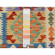Load image into Gallery viewer, 8&#39;5&quot;x11&#39;2&quot; Lace White, Afghan Kilim With Colorful Geometric Pattern, Vegetable Dyes, Flat Weave, Pure Wool, Hand Woven, Reversible, Oriental Rug FWR7296