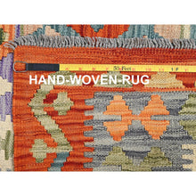 Load image into Gallery viewer, 8&#39;5&quot;x11&#39;2&quot; Lace White, Afghan Kilim With Colorful Geometric Pattern, Vegetable Dyes, Flat Weave, Pure Wool, Hand Woven, Reversible, Oriental Rug FWR7296