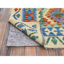 Load image into Gallery viewer, 8&#39;4&quot;x11&#39;5&quot; Chiffon White, Flat Weave, Afghan Kilim With Colorful Geometric Pattern, Vegetable Dyes, Pure Wool, Hand Woven, Reversible, Oriental Rug FWR7302