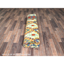 Load image into Gallery viewer, 8&#39;4&quot;x11&#39;5&quot; Chiffon White, Flat Weave, Afghan Kilim With Colorful Geometric Pattern, Vegetable Dyes, Pure Wool, Hand Woven, Reversible, Oriental Rug FWR7302