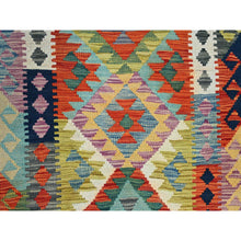 Load image into Gallery viewer, 2&#39;6&quot;x16&#39; Colorful, Afghan Kilim With Geometric Pattern, Vegetable Dyes, 100% Wool, Flat Weave, Hand Woven, Reversible, Xl, Narrow Runner, Oriental Rug FWR7398