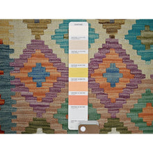 Load image into Gallery viewer, 2&#39;8&quot;x8&#39; Colorful, Flat Weave, Afghan Kilim with Geometric Pattern, Vegetable Dyes, 100% Wool, Hand Woven, Reversible, Runner, Oriental Rug FWR7422