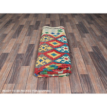 Load image into Gallery viewer, 7&#39;x9&#39;10&quot; Lychee Red, Hand Woven, Afghan Kilim With Colorful Geometric Pattern, Vegetable Dyes, Pure Wool, Flat Weave, Reversible, Oriental Rug FWR7446