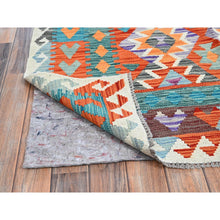 Load image into Gallery viewer, 10&#39;x13&#39; Colorful Afghan Kilim with Geometric Pattern, Vegetable Dyes, Flat Weave, Pure Wool, Hand Woven, Reversible, Oriental Rug FWR7458