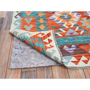 10'x13' Colorful Afghan Kilim with Geometric Pattern, Vegetable Dyes, Flat Weave, Pure Wool, Hand Woven, Reversible, Oriental Rug FWR7458