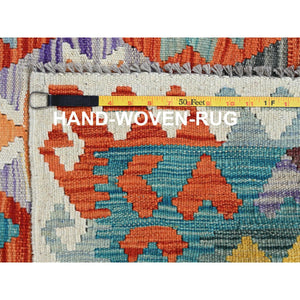 10'x13' Colorful Afghan Kilim with Geometric Pattern, Vegetable Dyes, Flat Weave, Pure Wool, Hand Woven, Reversible, Oriental Rug FWR7458