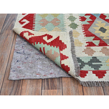 Load image into Gallery viewer, 8&#39;10&quot;x11&#39;8&quot; Crimson Red, Afghan Kilim With Colorful Geometric Pattern, Vegetable Dyes, Pure Wool, Hand Woven, Flat Weave, Reversible, Oriental Rug FWR7464