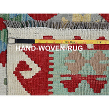 Load image into Gallery viewer, 8&#39;10&quot;x11&#39;8&quot; Crimson Red, Afghan Kilim With Colorful Geometric Pattern, Vegetable Dyes, Pure Wool, Hand Woven, Flat Weave, Reversible, Oriental Rug FWR7464