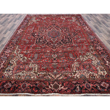 Load image into Gallery viewer, 8&#39;10&quot;x11&#39;10&quot; Blush Red, Vintage Persian Heriz With Flower Medallion Design, 100% Wool, Hand Knotted, Even Wear, Sheared Low, Good Condition, Sides And Ends Professionally Secured, Oriental Rug FWR7488