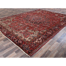 Load image into Gallery viewer, 8&#39;10&quot;x11&#39;10&quot; Blush Red, Vintage Persian Heriz With Flower Medallion Design, 100% Wool, Hand Knotted, Even Wear, Sheared Low, Good Condition, Sides And Ends Professionally Secured, Oriental Rug FWR7488