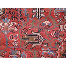 Load image into Gallery viewer, 8&#39;10&quot;x11&#39;10&quot; Blush Red, Vintage Persian Heriz With Flower Medallion Design, 100% Wool, Hand Knotted, Even Wear, Sheared Low, Good Condition, Sides And Ends Professionally Secured, Oriental Rug FWR7488