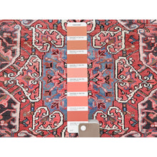 Load image into Gallery viewer, 8&#39;10&quot;x11&#39;10&quot; Blush Red, Vintage Persian Heriz With Flower Medallion Design, 100% Wool, Hand Knotted, Even Wear, Sheared Low, Good Condition, Sides And Ends Professionally Secured, Oriental Rug FWR7488