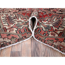 Load image into Gallery viewer, 7&#39;6&quot;x10&#39;7&quot; Auburn Red, Vintage Persian Heriz With Flower Medallion Design, Worn And Distressed, 100% Wool, Hand Knotted, Cropped Thin, Good Condition, Sides And Ends Professionally Secured, Oriental Rug FWR7494