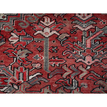 Load image into Gallery viewer, 7&#39;6&quot;x10&#39;7&quot; Auburn Red, Vintage Persian Heriz With Flower Medallion Design, Worn And Distressed, 100% Wool, Hand Knotted, Cropped Thin, Good Condition, Sides And Ends Professionally Secured, Oriental Rug FWR7494