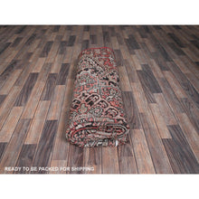 Load image into Gallery viewer, 7&#39;6&quot;x10&#39;7&quot; Auburn Red, Vintage Persian Heriz With Flower Medallion Design, Worn And Distressed, 100% Wool, Hand Knotted, Cropped Thin, Good Condition, Sides And Ends Professionally Secured, Oriental Rug FWR7494