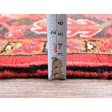 Load image into Gallery viewer, 8&#39;6&#39;x11&#39;4&quot; Cherry Red, Vintage Persian Heriz With Geometric Medallion Design, 100% Wool, Hand Knotted, Even Wear, Shaved Down, Good Condition, Sides And Ends Professionally Secured, Oriental Rug FWR7500