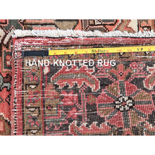 Load image into Gallery viewer, 8&#39;6&#39;x11&#39;4&quot; Cherry Red, Vintage Persian Heriz With Geometric Medallion Design, 100% Wool, Hand Knotted, Even Wear, Shaved Down, Good Condition, Sides And Ends Professionally Secured, Oriental Rug FWR7500