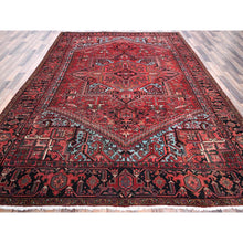 Load image into Gallery viewer, 8&#39;x10&#39;10&quot; Scarlet Red, Vintage Persian Heriz With Large Medallion Design, 100% Wool, Rustic Look, Even Wear, Cropped Thin, Good Condition, Sides And Ends Professionally Secured, Oriental Rug FWR7506