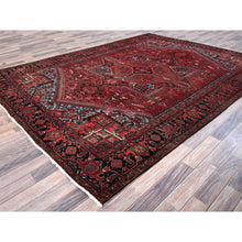 Load image into Gallery viewer, 8&#39;x10&#39;10&quot; Scarlet Red, Vintage Persian Heriz With Large Medallion Design, 100% Wool, Rustic Look, Even Wear, Cropped Thin, Good Condition, Sides And Ends Professionally Secured, Oriental Rug FWR7506