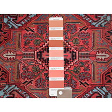 Load image into Gallery viewer, 8&#39;x10&#39;10&quot; Scarlet Red, Vintage Persian Heriz With Large Medallion Design, 100% Wool, Rustic Look, Even Wear, Cropped Thin, Good Condition, Sides And Ends Professionally Secured, Oriental Rug FWR7506