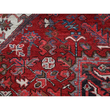 Load image into Gallery viewer, 8&#39;x9&#39;2&quot; Ruby Red, Vintage Persian Heriz with Large Medallion Design, 100% Wool, Hand Knotted, Evenly Worn, Shaved Down, Good Condition, Sides and Ends Professionally Secured, Squarish, Oriental Rug FWR7518
