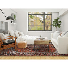 Load image into Gallery viewer, 8&#39;4&quot;x11&#39;4&quot; Rust Red, Vintage Persian Heriz With Geometric Medallion Design, 100% Wool, Hand Knotted, Even Wear, Cropped Thin, Good Condition, Sides And Ends Professionally Secured, Oriental Rug FWR7524