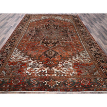 Load image into Gallery viewer, 8&#39;4&quot;x11&#39;4&quot; Rust Red, Vintage Persian Heriz With Geometric Medallion Design, 100% Wool, Hand Knotted, Even Wear, Cropped Thin, Good Condition, Sides And Ends Professionally Secured, Oriental Rug FWR7524