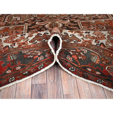 Load image into Gallery viewer, 8&#39;4&quot;x11&#39;4&quot; Rust Red, Vintage Persian Heriz With Geometric Medallion Design, 100% Wool, Hand Knotted, Even Wear, Cropped Thin, Good Condition, Sides And Ends Professionally Secured, Oriental Rug FWR7524