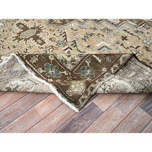 Load image into Gallery viewer, 7&#39;9&quot;x10&#39;3&quot; Dark Vanilla Brown, Vintage Persian Heriz With Geometric Medallion Design, Pure Wool, Hand Knotted, Evenly Worn, Cropped Thin, Good Condition, Sides And Ends Professionally Secured, Oriental Rug FWR7536