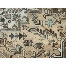 Load image into Gallery viewer, 7&#39;9&quot;x10&#39;3&quot; Dark Vanilla Brown, Vintage Persian Heriz With Geometric Medallion Design, Pure Wool, Hand Knotted, Evenly Worn, Cropped Thin, Good Condition, Sides And Ends Professionally Secured, Oriental Rug FWR7536