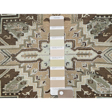 Load image into Gallery viewer, 7&#39;9&quot;x10&#39;3&quot; Dark Vanilla Brown, Vintage Persian Heriz With Geometric Medallion Design, Pure Wool, Hand Knotted, Evenly Worn, Cropped Thin, Good Condition, Sides And Ends Professionally Secured, Oriental Rug FWR7536