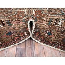 Load image into Gallery viewer, 8&#39;7&quot;x11&#39;5&quot; Blush Red, Vintage Persian Heriz With Geometric Medallion Design, 100% Wool, Hand Knotted, Even Wear, Cropped Thin, Good Condition, Sides And Ends Professionally Secured, Oriental Rug FWR7542