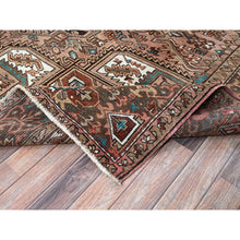 Load image into Gallery viewer, 8&#39;7&quot;x11&#39;5&quot; Blush Red, Vintage Persian Heriz With Geometric Medallion Design, 100% Wool, Hand Knotted, Even Wear, Cropped Thin, Good Condition, Sides And Ends Professionally Secured, Oriental Rug FWR7542